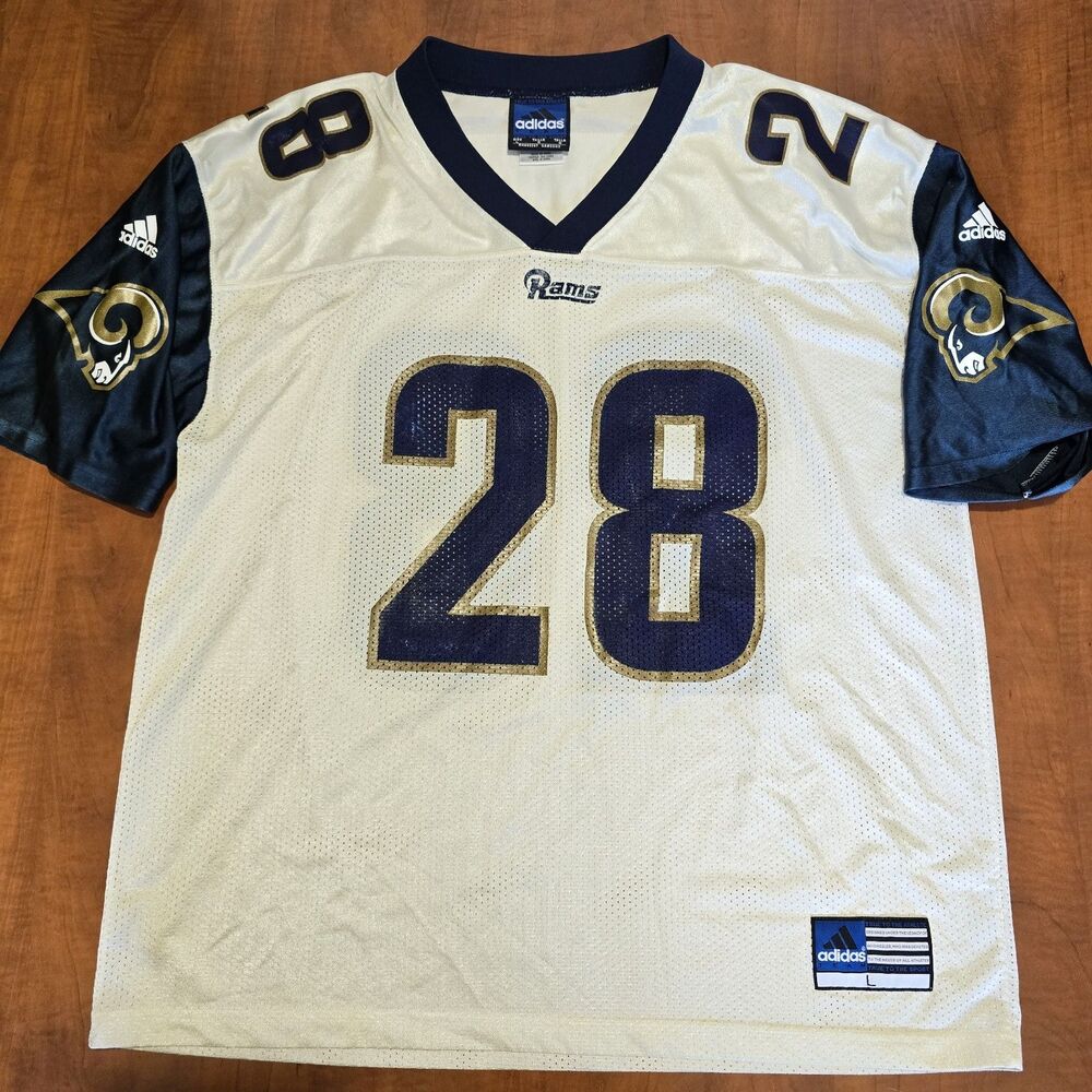 Adidas Y2K Vintage St Louis Rams Marshall Faulk White Blue Colorway Jersey L
